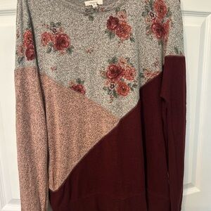 Maurices Gray and Pink Knit Sweater